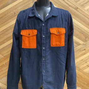 California Cowboy - Men's High Sierra Thermal Lined Flannel Shirt - MSRP $225: Navy/Orange-men-XL