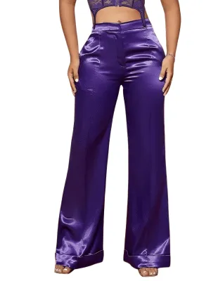 High Waist Women's Flare Leg Satin Pants Elegant Luxury Elegant Spring and Autumn Pants For Women