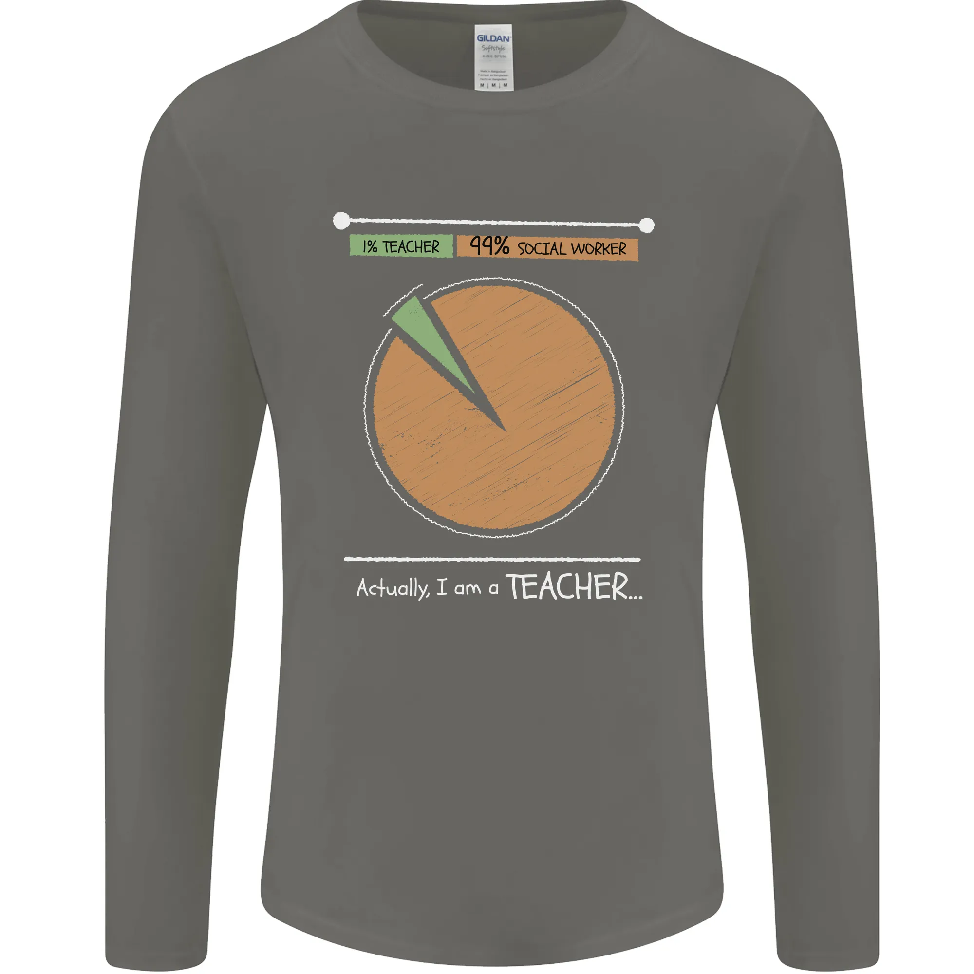 1% Teacher 99% Social Worker Teaching Mens Long Sleeve T-Shirt