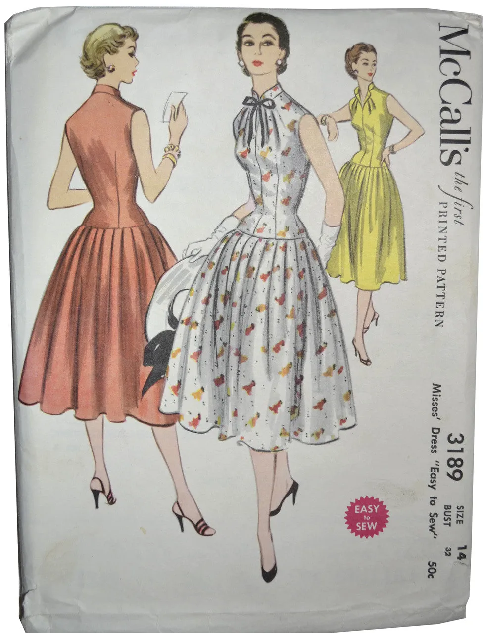 1950s Vintage Dress Pattern McCall's 3189 32B UNCUT