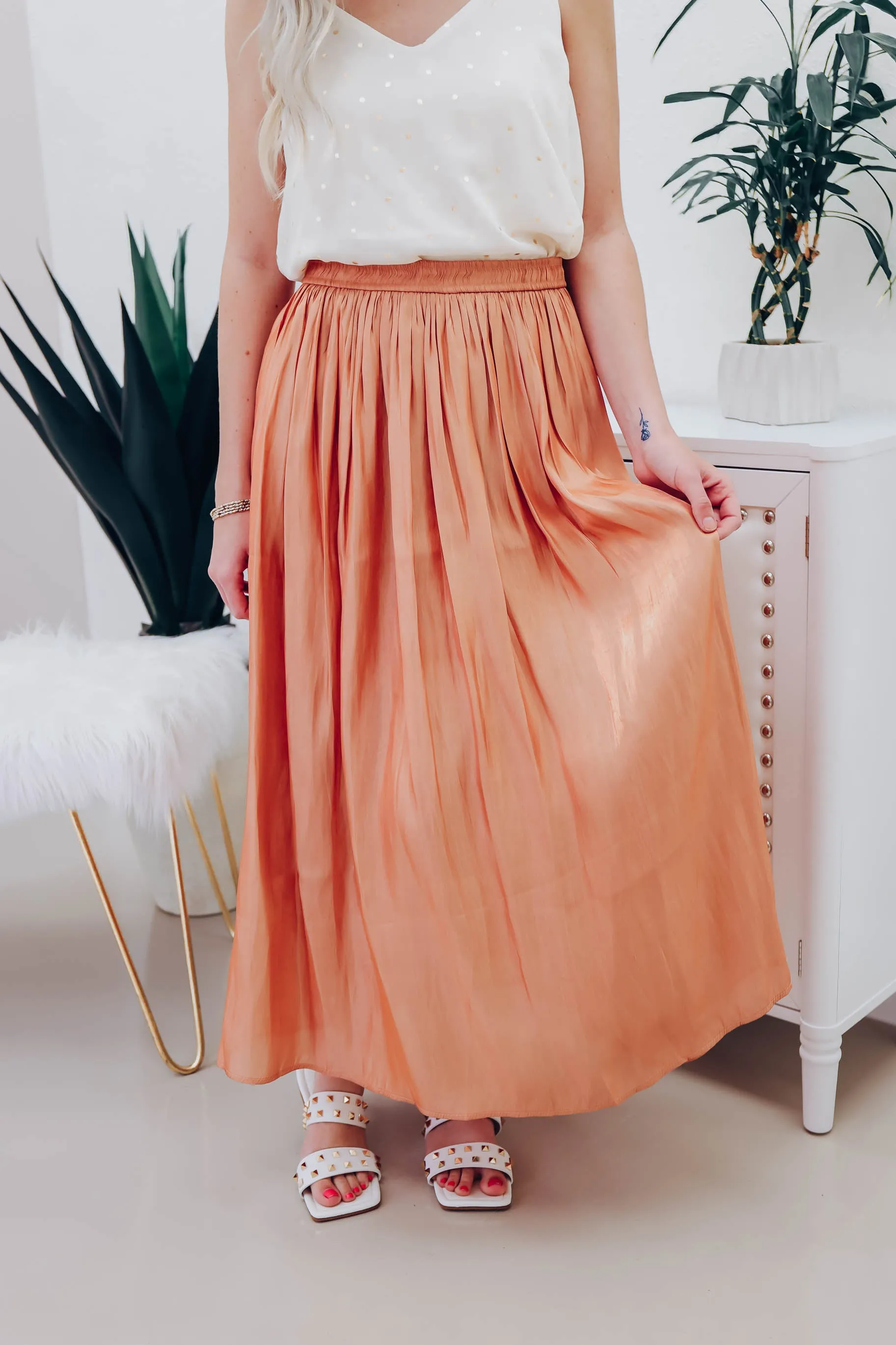 Adelynn Midi Skirt - Apricot - FS