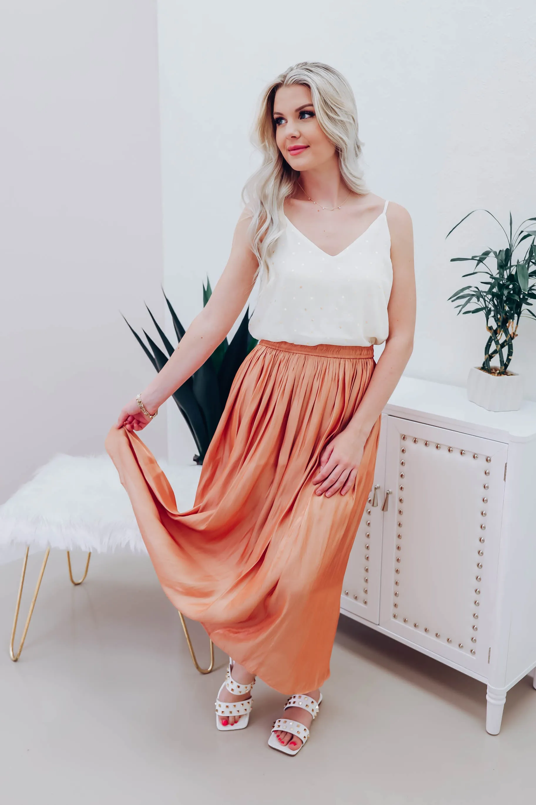 Adelynn Midi Skirt - Apricot - FS