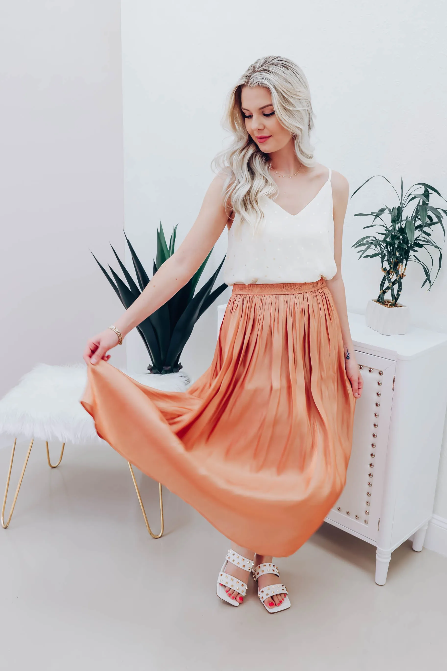 Adelynn Midi Skirt - Apricot - FS