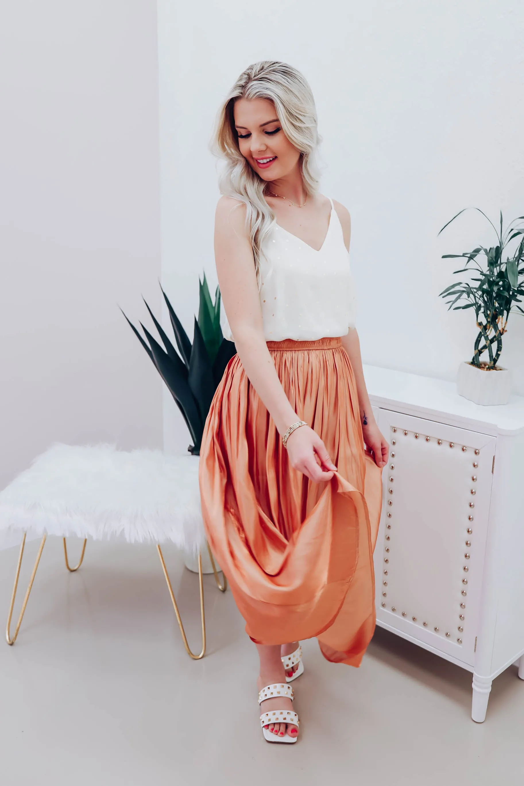 Adelynn Midi Skirt - Apricot - FS