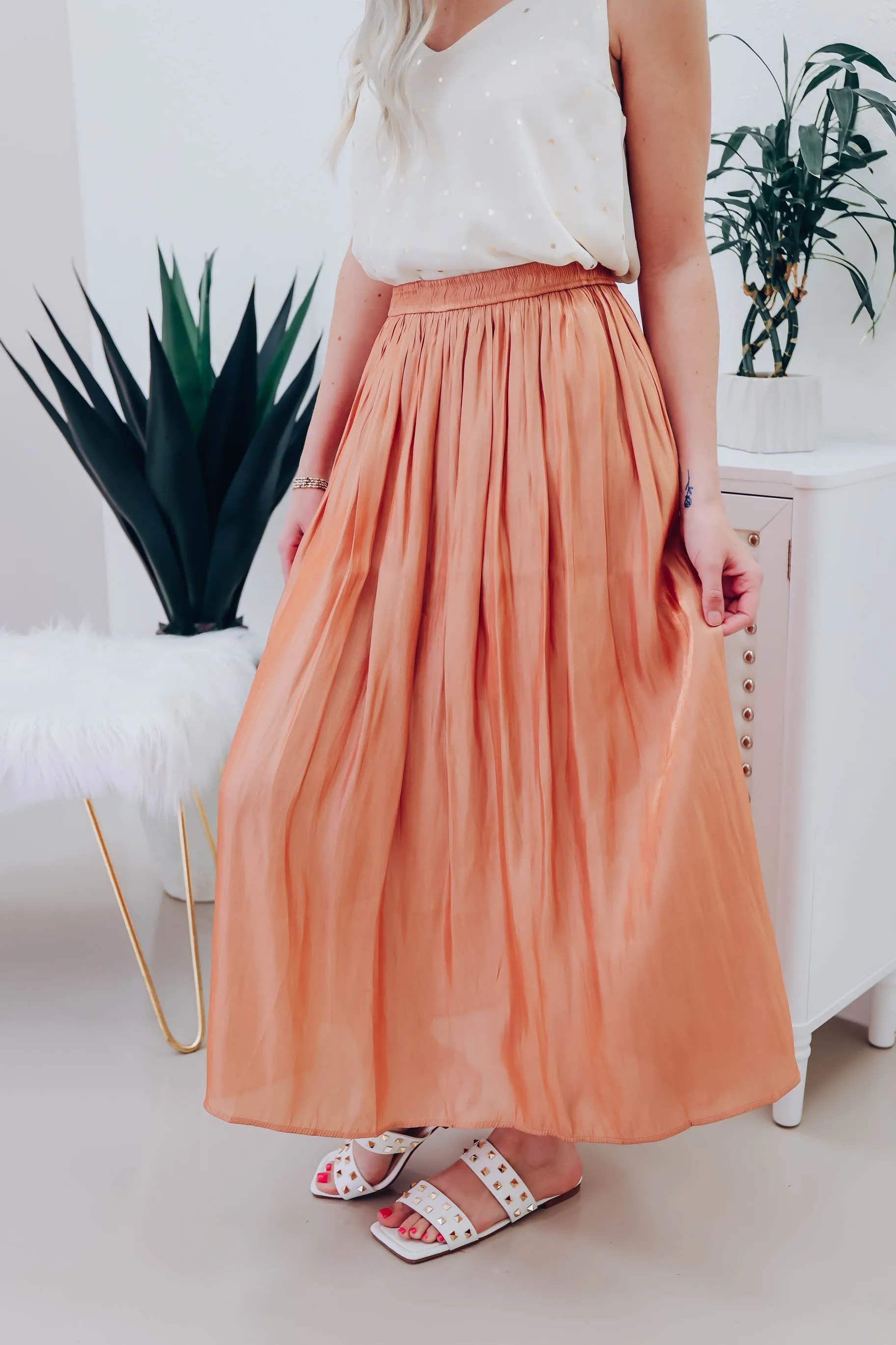 Adelynn Midi Skirt - Apricot - FS