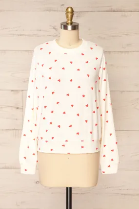 Allorah | Ivory Sweater w/ Heart Pattern