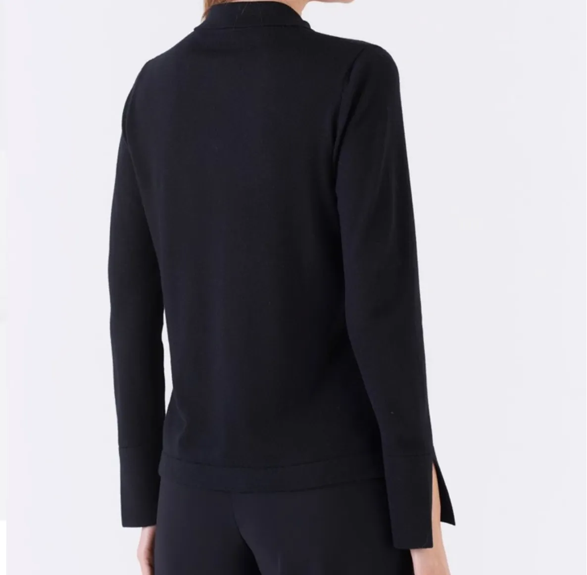 Amina Rubinacci Ring Long Sleeve Knit Polo Black