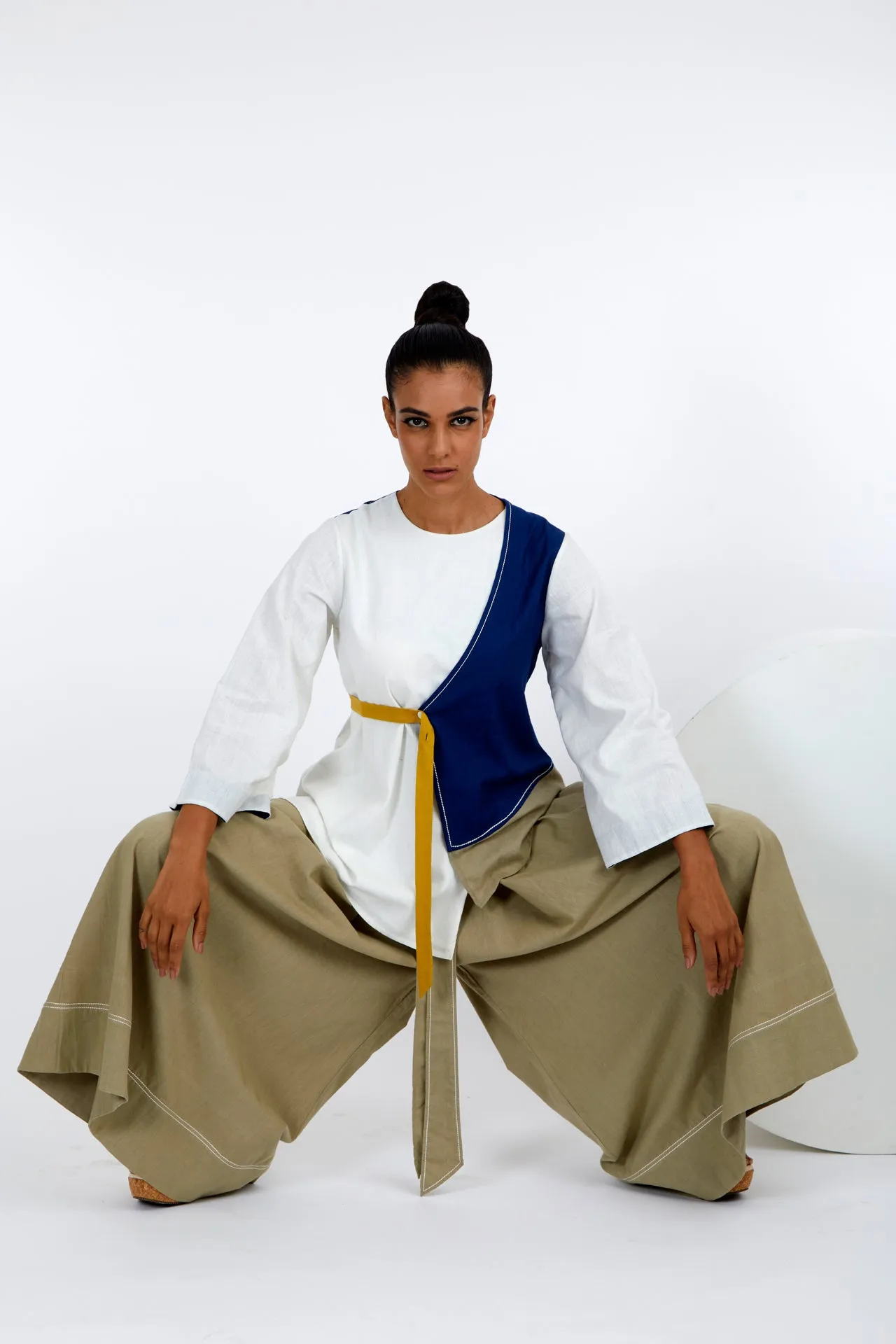 Asha   Oshi - Overlap Belted Top & Fisherman Pants