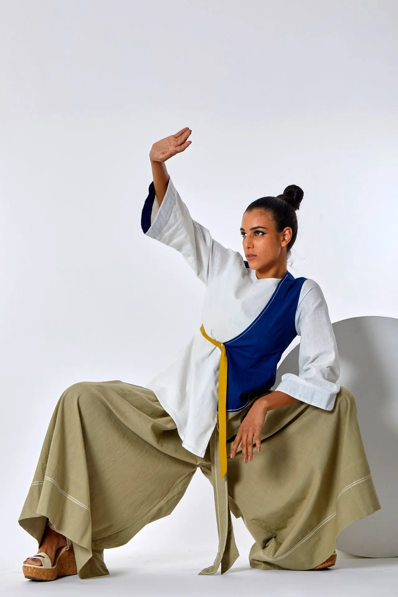 Asha   Oshi - Overlap Belted Top & Fisherman Pants