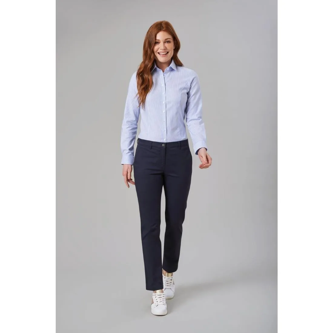 BA082-18 Brook Taverner Womens Houston Slim Leg Chinos Navy Size 18