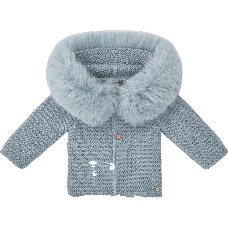 Baby Boys Bambalina Blue Jacket with Faux Fur