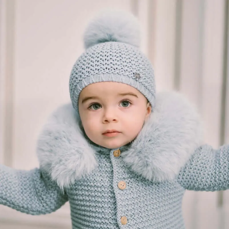 Baby Boys Bambalina Blue Jacket with Faux Fur