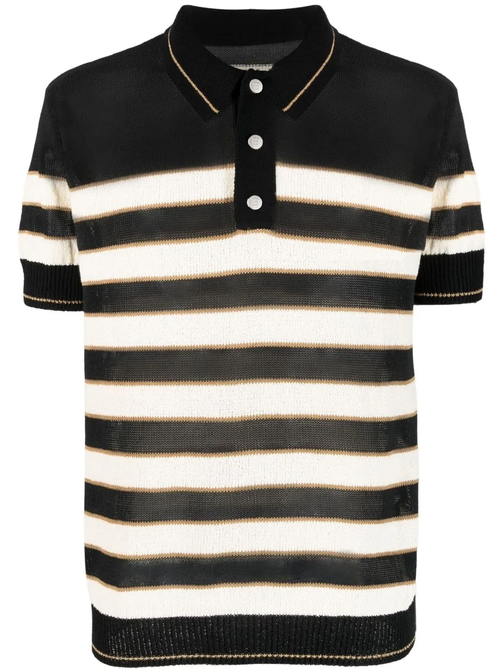 BALMAIN Mini Stripe Knit Polo Shirt