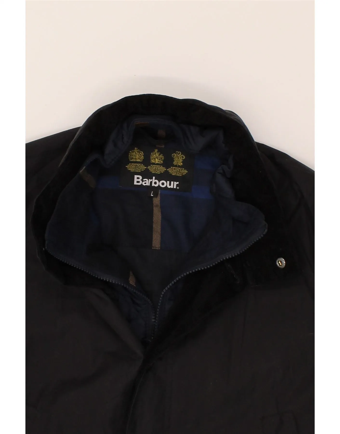 BARBOUR Mens Hooded Overcoat UK 40 Large Navy Blue Cotton