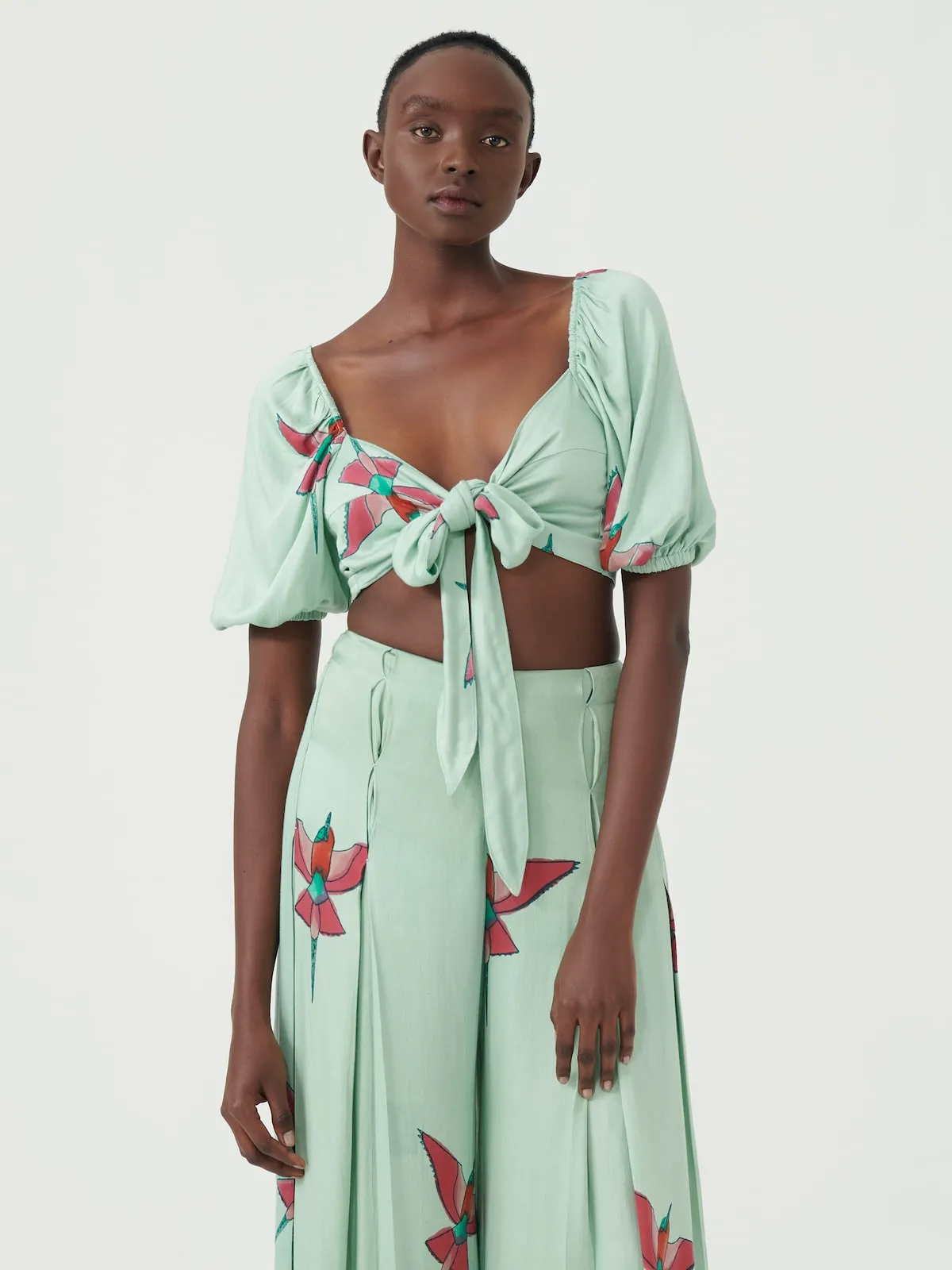 Bee Eater Tie-Front Crop Top