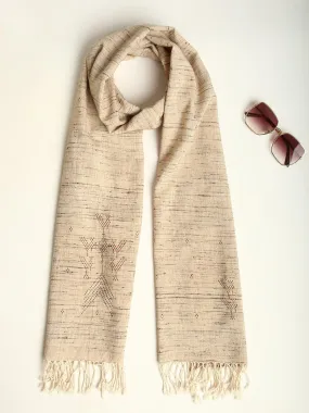 Beige Handwoven Organic Kala Cotton Silk Stole