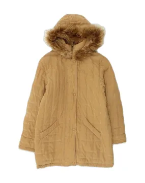 BEST COMPANY Womens Hooded Overcoat UK 14 Medium Beige Polyester