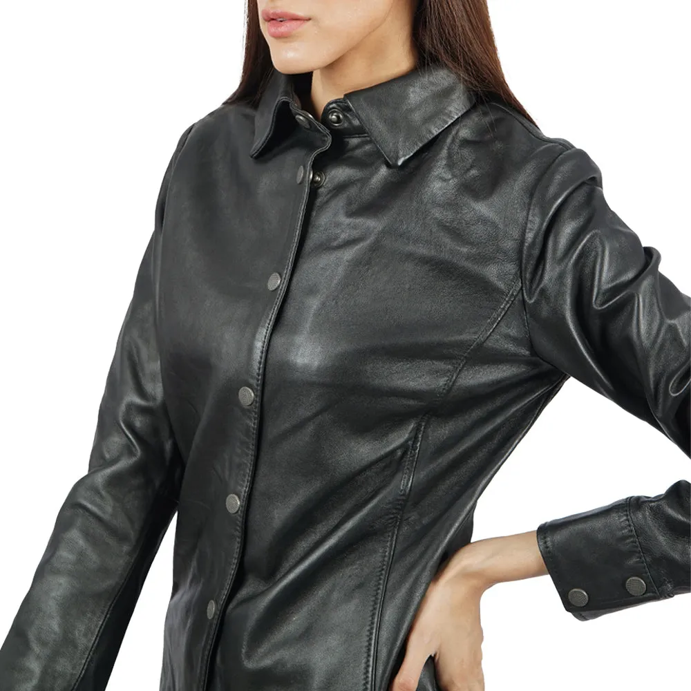 Beth Button Up Leather Shirt