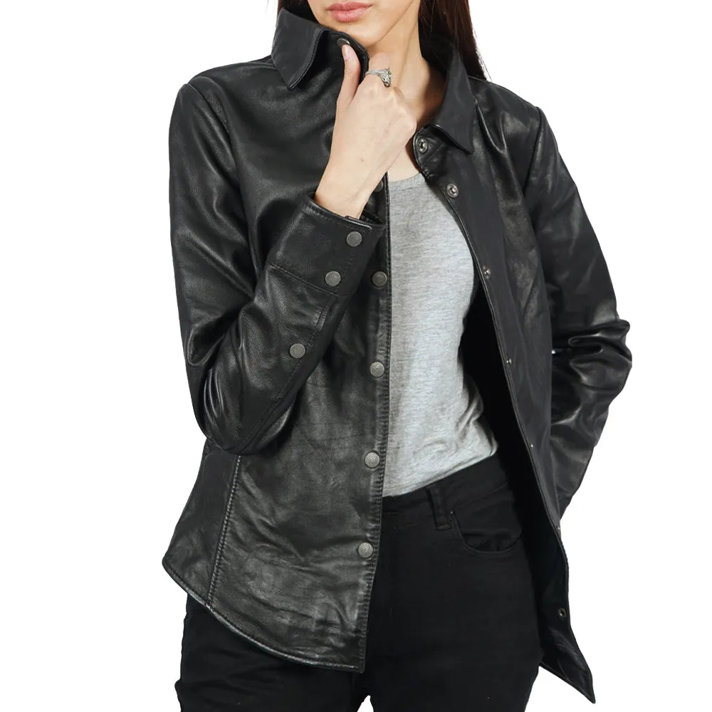 Beth Button Up Leather Shirt