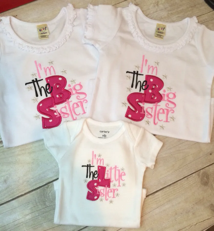 Big sister shirt -- I'm the big sister girls t shirt-  Big sister announcement shirt -- I'm THE big sister shirt or body suit