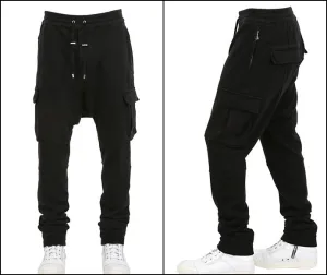 Biker Moto Drop Crotch Cargo Jogger / Loose Harem Pants