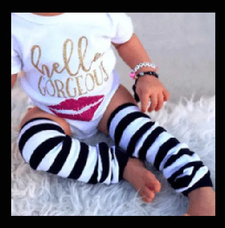 Black & White Striped Leg Warmers, Baby Toddler Leg Warmers