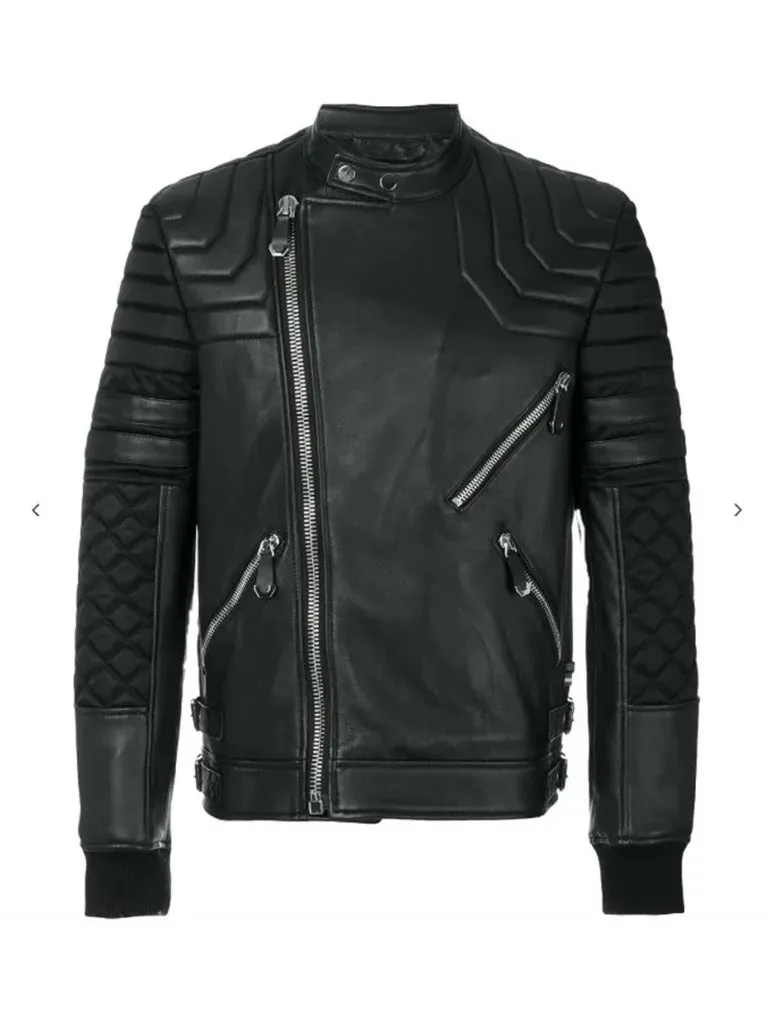 Black Bomber Quilted Leather Jacket