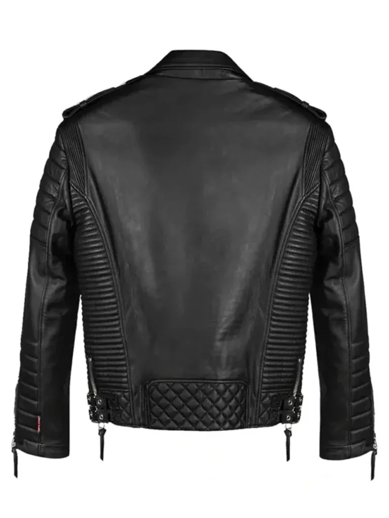 Black Bomber Quilted Leather Jacket