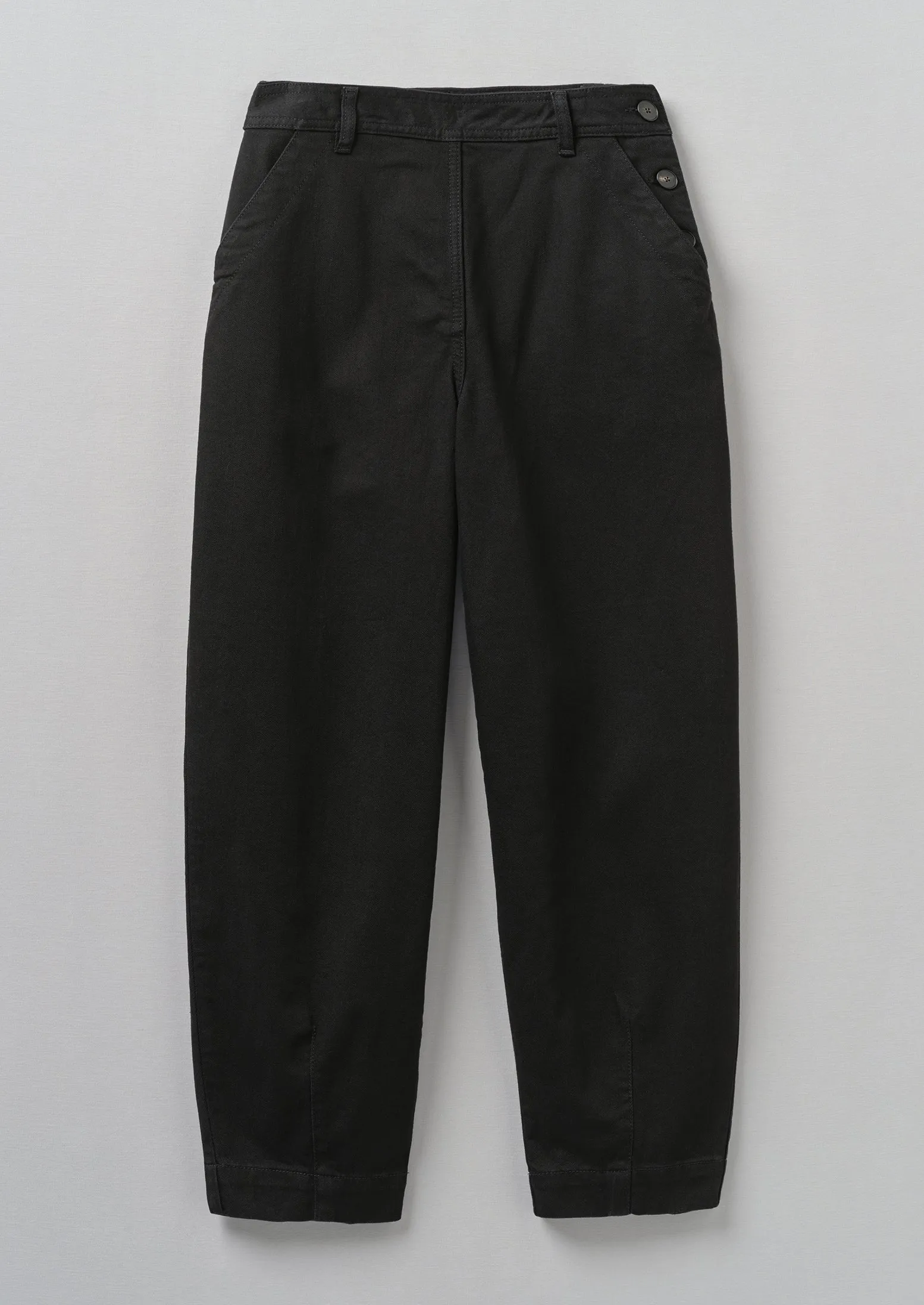 Black Denim Side Button Pants | Black