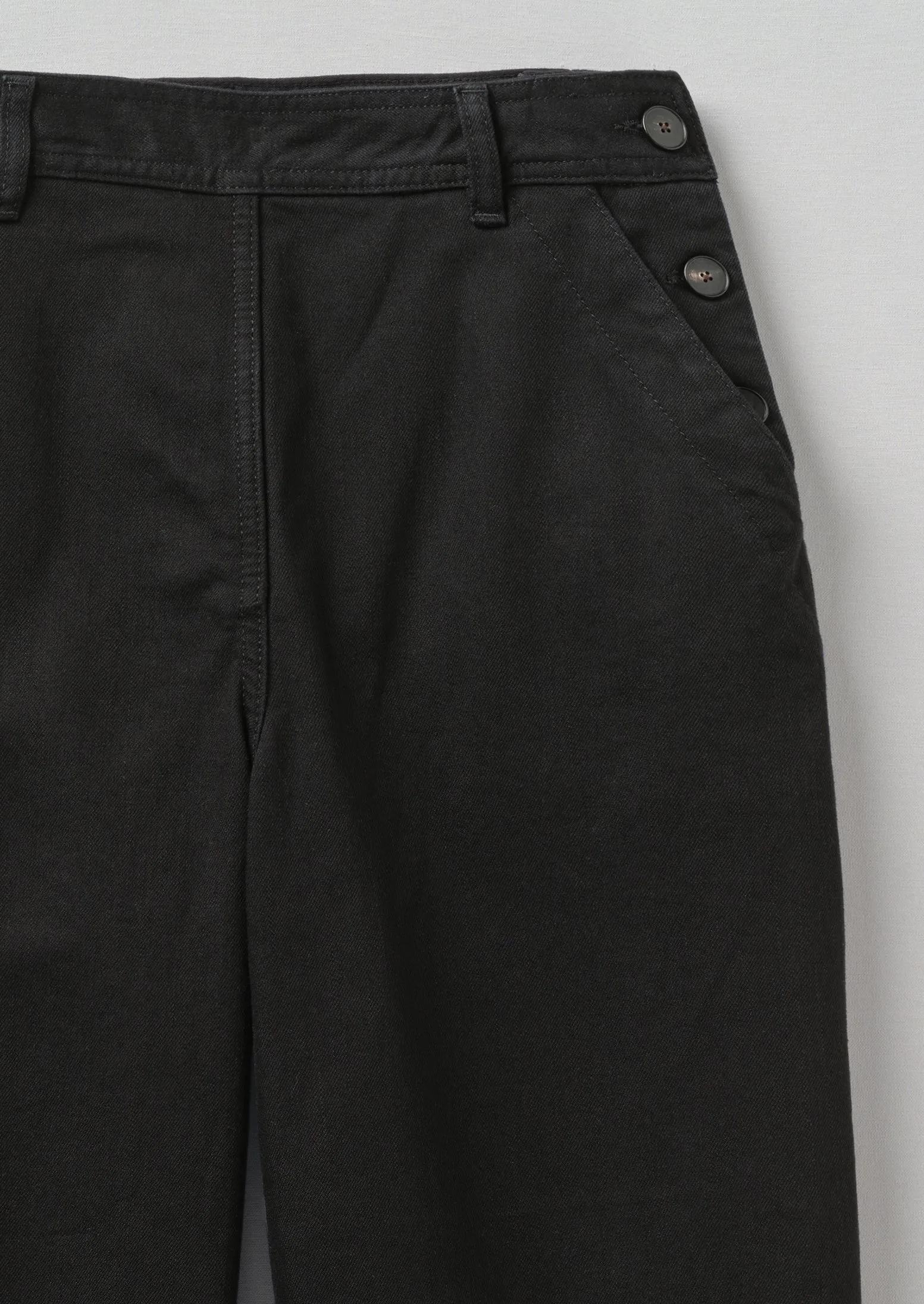 Black Denim Side Button Pants | Black