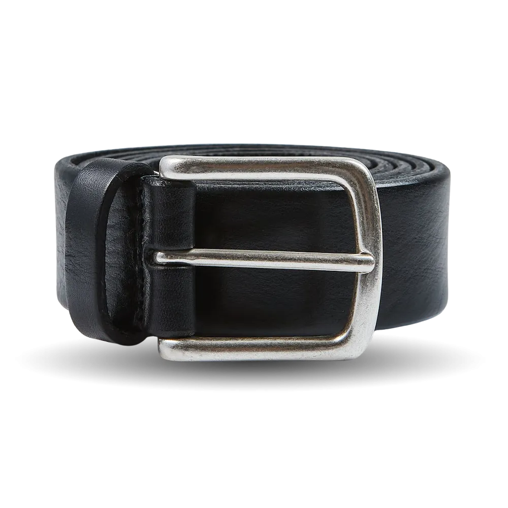 Black Saddle Leather Silver Buckle 30mm Belt