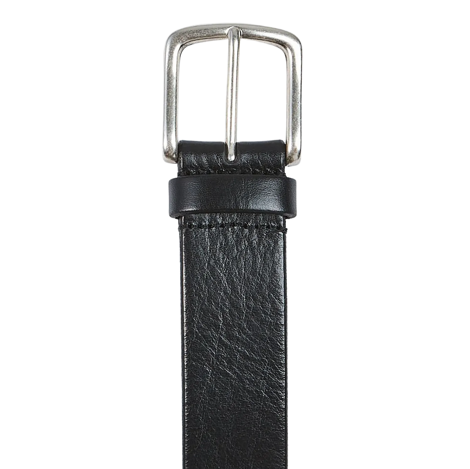 Black Saddle Leather Silver Buckle 30mm Belt