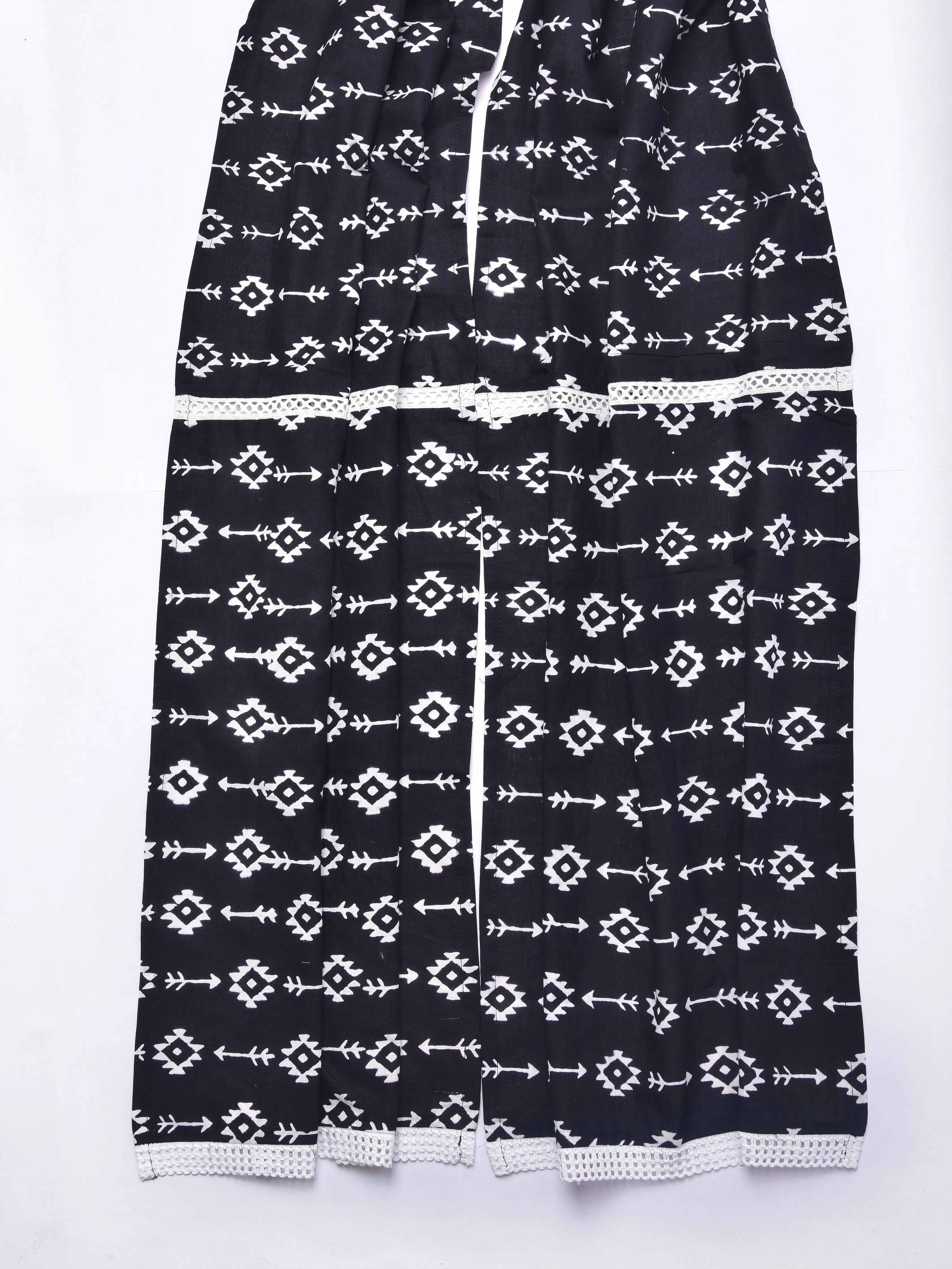 Black White Geometric Print Cotton Stole