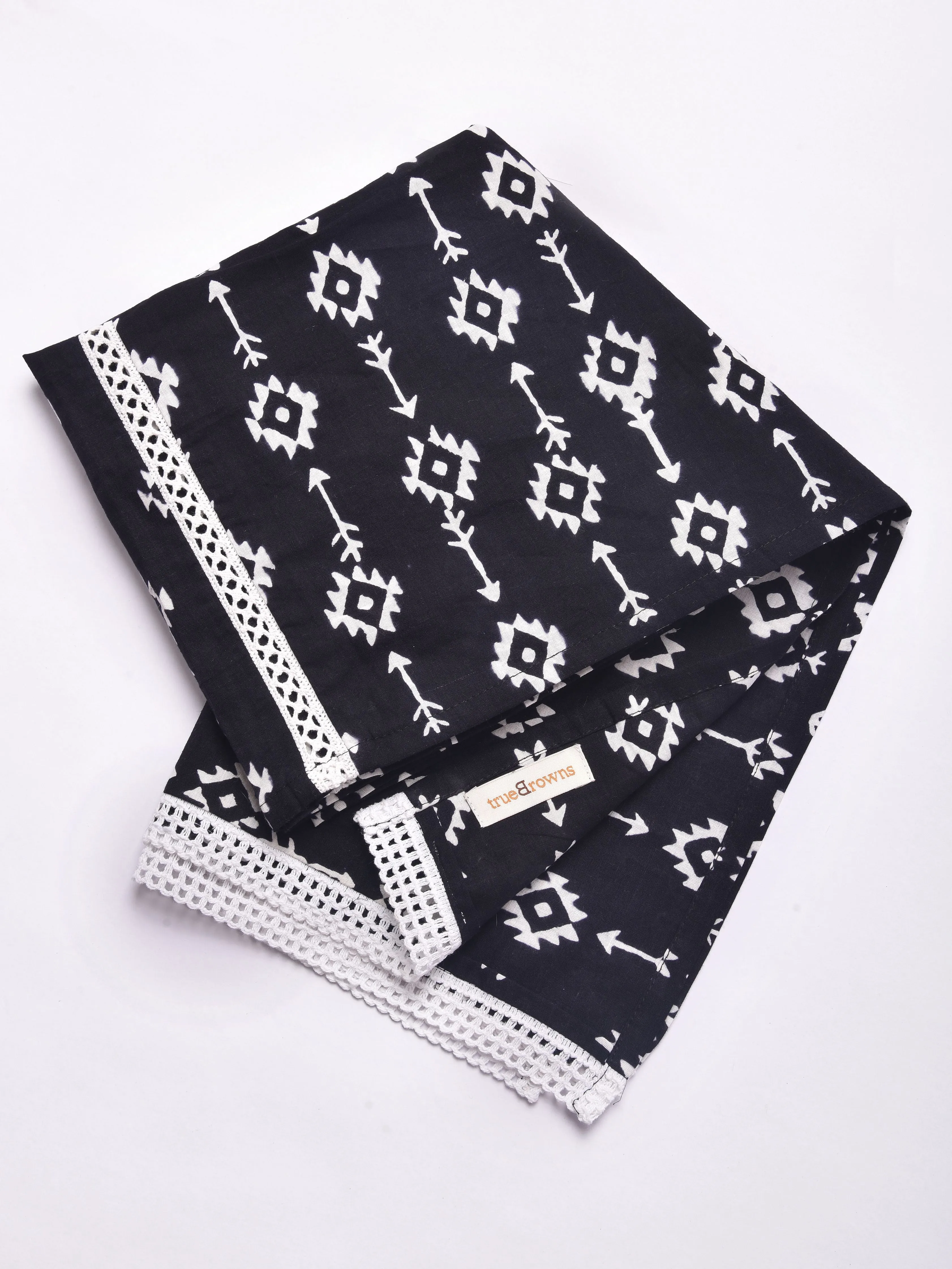 Black White Geometric Print Cotton Stole