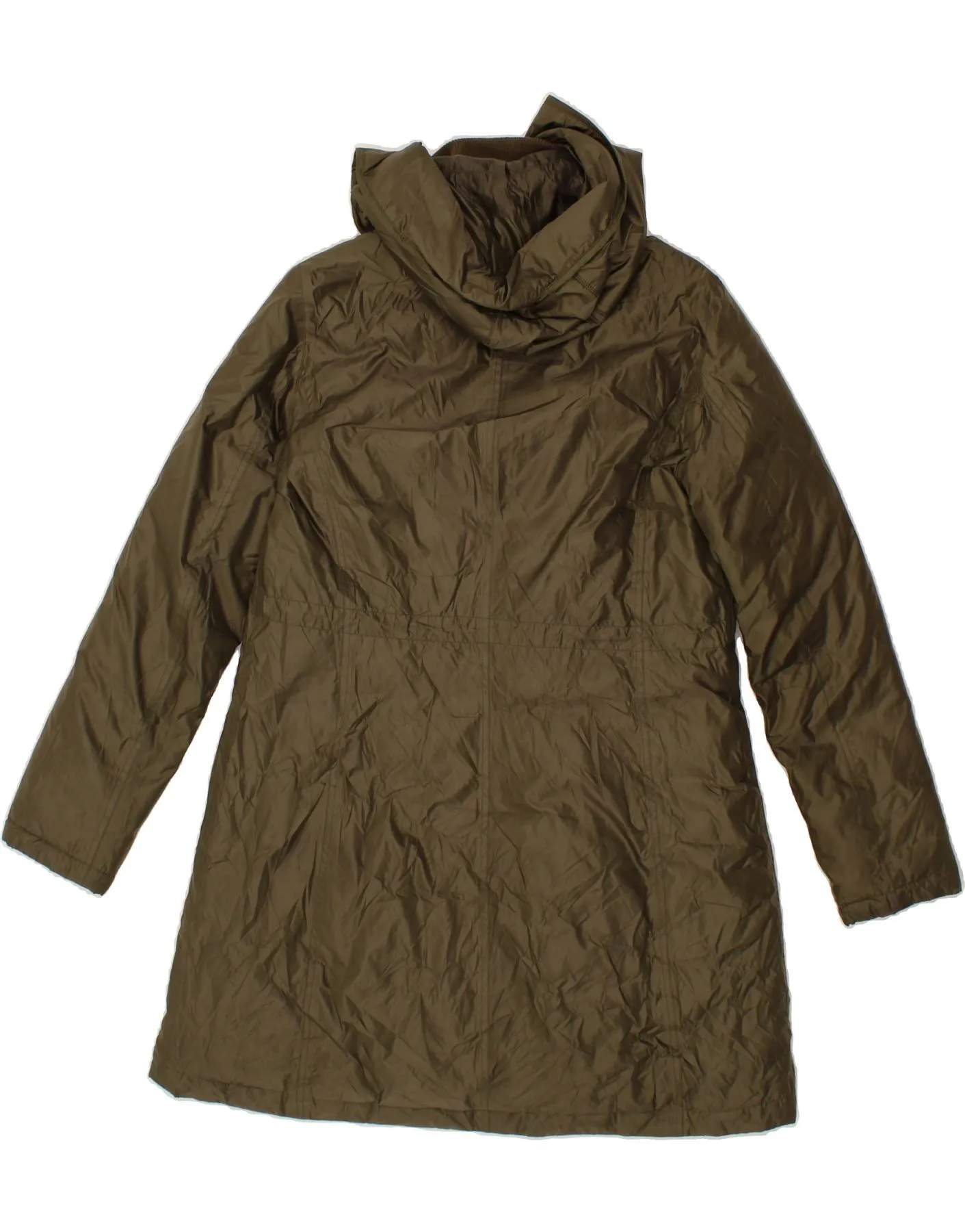 BLAUER Womens Hooded Overcoat UK 14 Medium Khaki