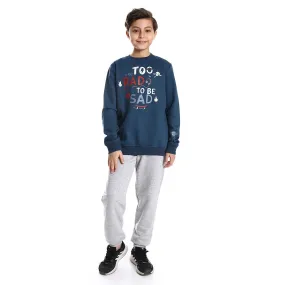 Boys' Winter Pajama Set, Graffiti Pants - Indigo