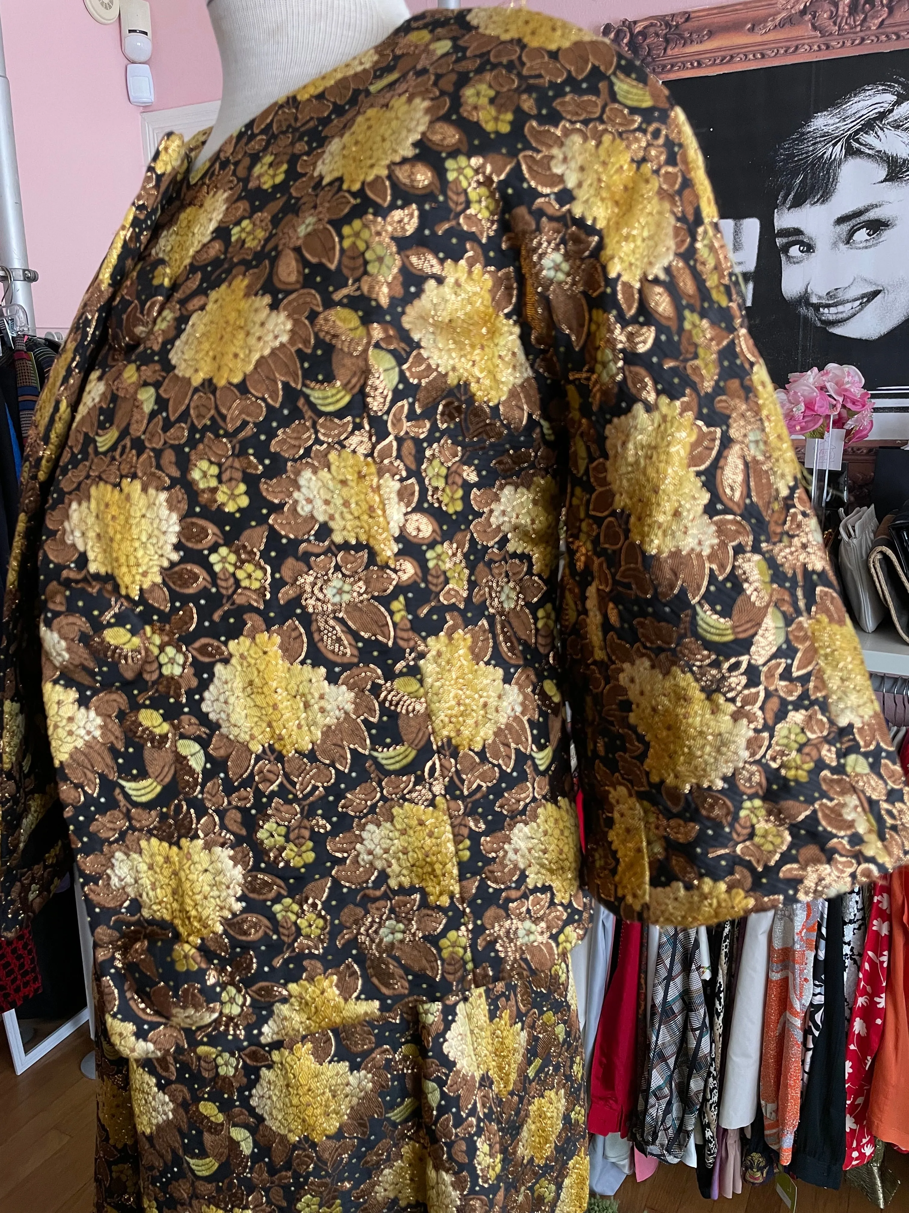 Brocade Floral Gown with Matching Jacket