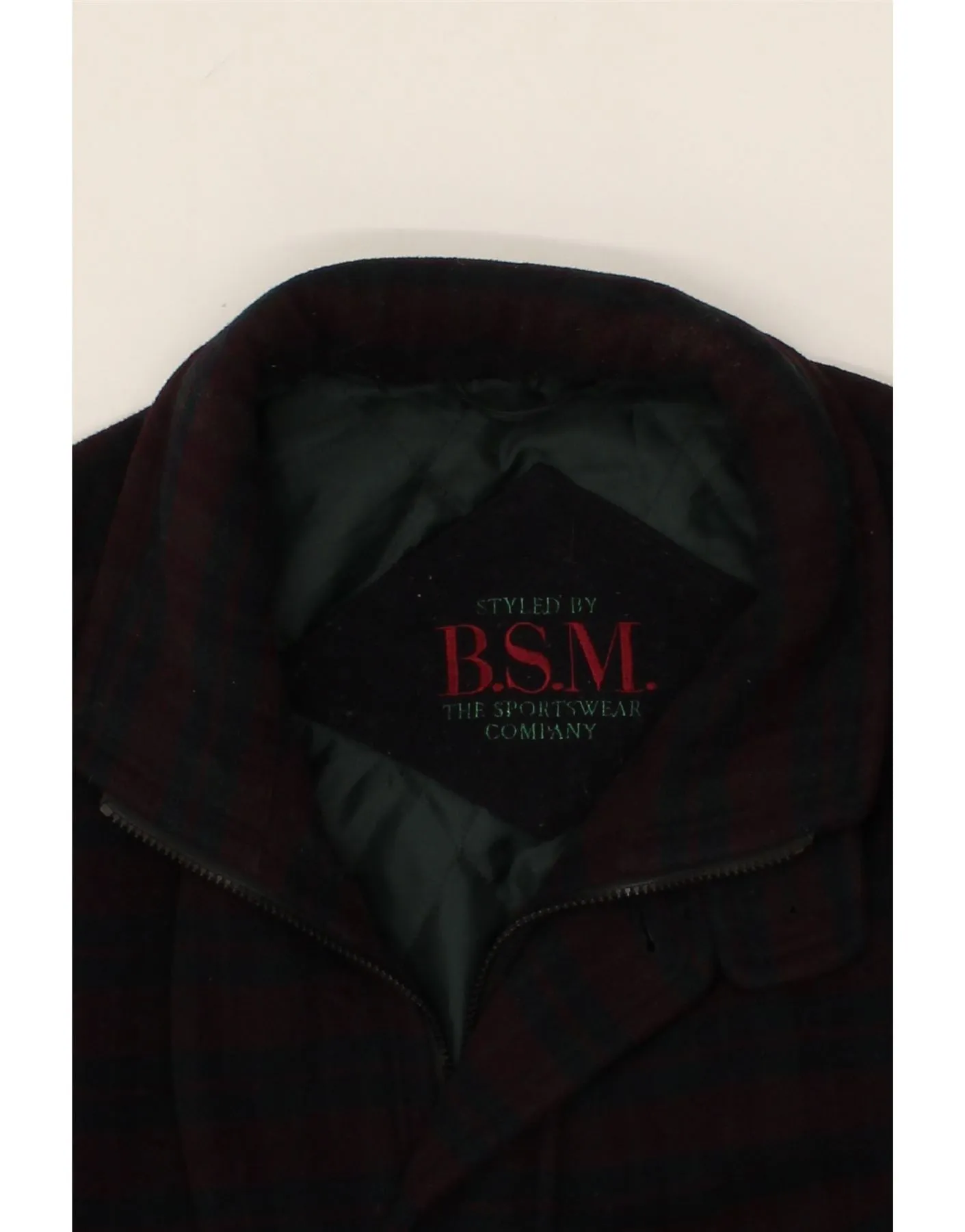 B.S.M Mens Overcoat UK 42 XL Maroon Check