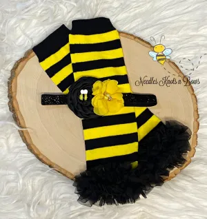 Bumblebee Headband & Ruffled Leg Warmer Set