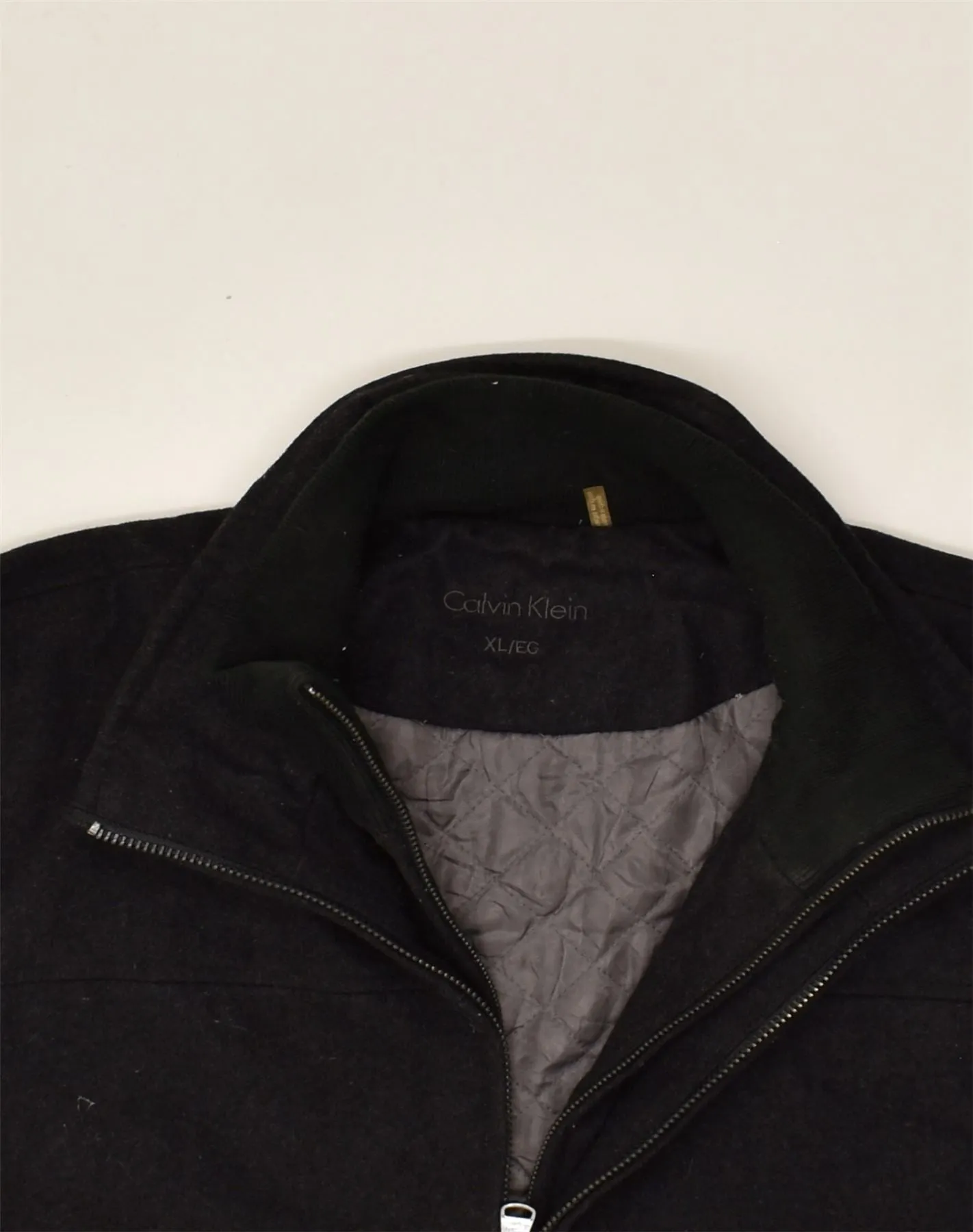 CALVIN KLEIN Mens Overcoat UK 42 XL Black Wool