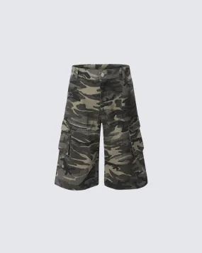 Camouflage Multi-Pocket Cargo Mid-Length Pants