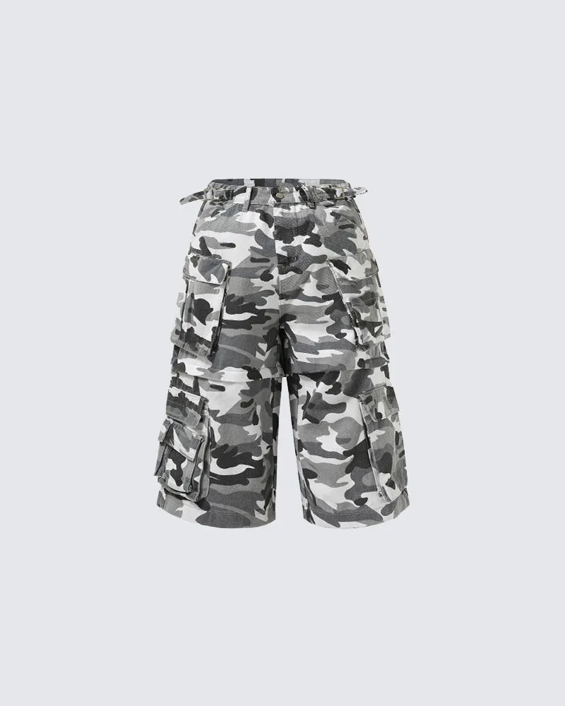 Camouflage Multi-Pocket Mid-Length Cargo Pants