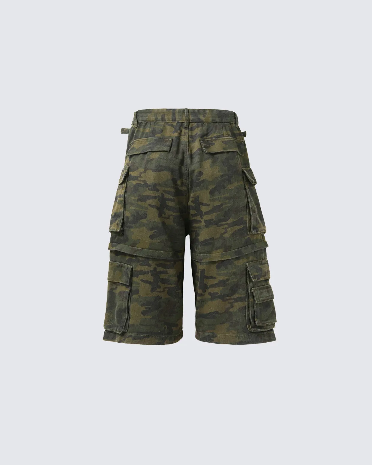 Camouflage Multi-Pocket Mid-Length Cargo Pants