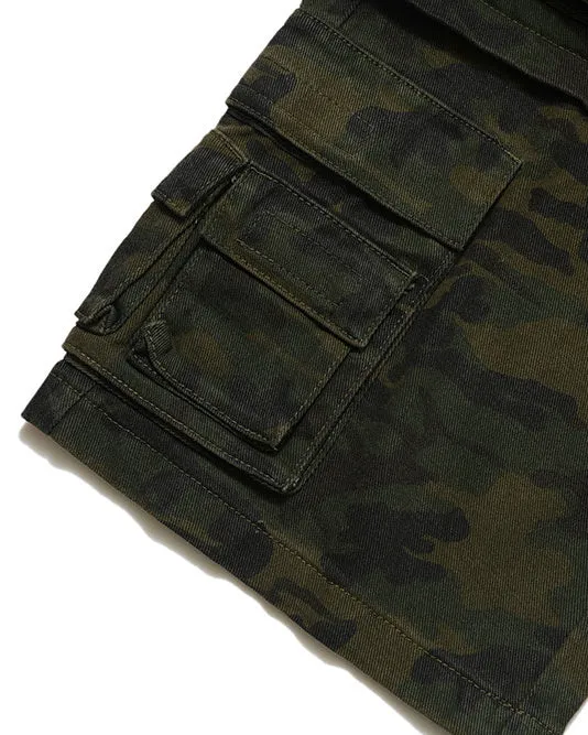 Camouflage Multi-Pocket Mid-Length Cargo Pants