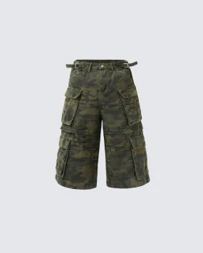 Camouflage Multi-Pocket Mid-Length Cargo Pants