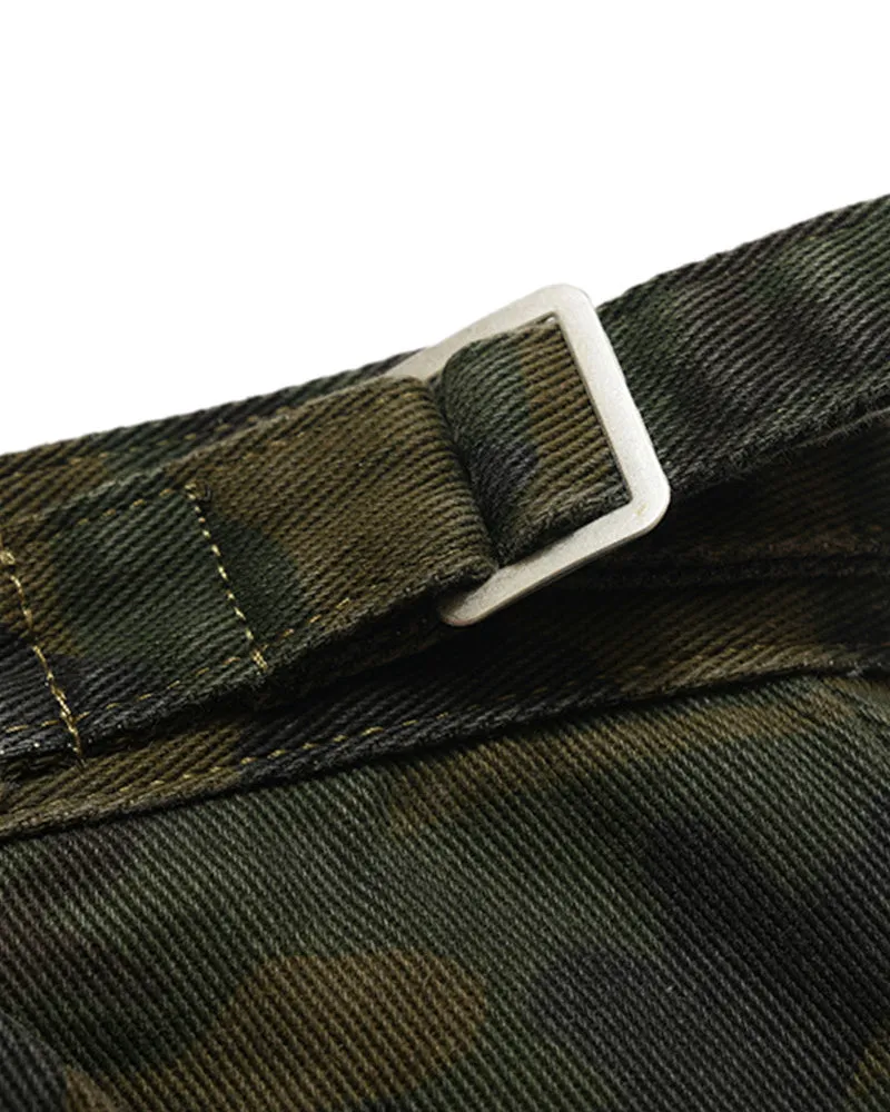 Camouflage Multi-Pocket Mid-Length Cargo Pants