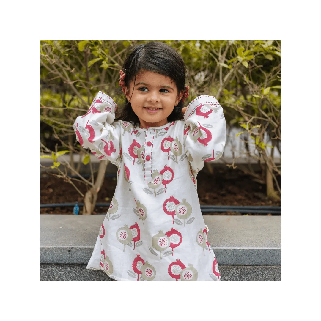 Chanderi Kurta Pyjama Set | Hand-Block Printed - Gardens of Anar (Mulberry)