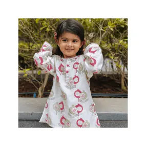 Chanderi Kurta Pyjama Set | Hand-Block Printed - Gardens of Anar (Ruby)