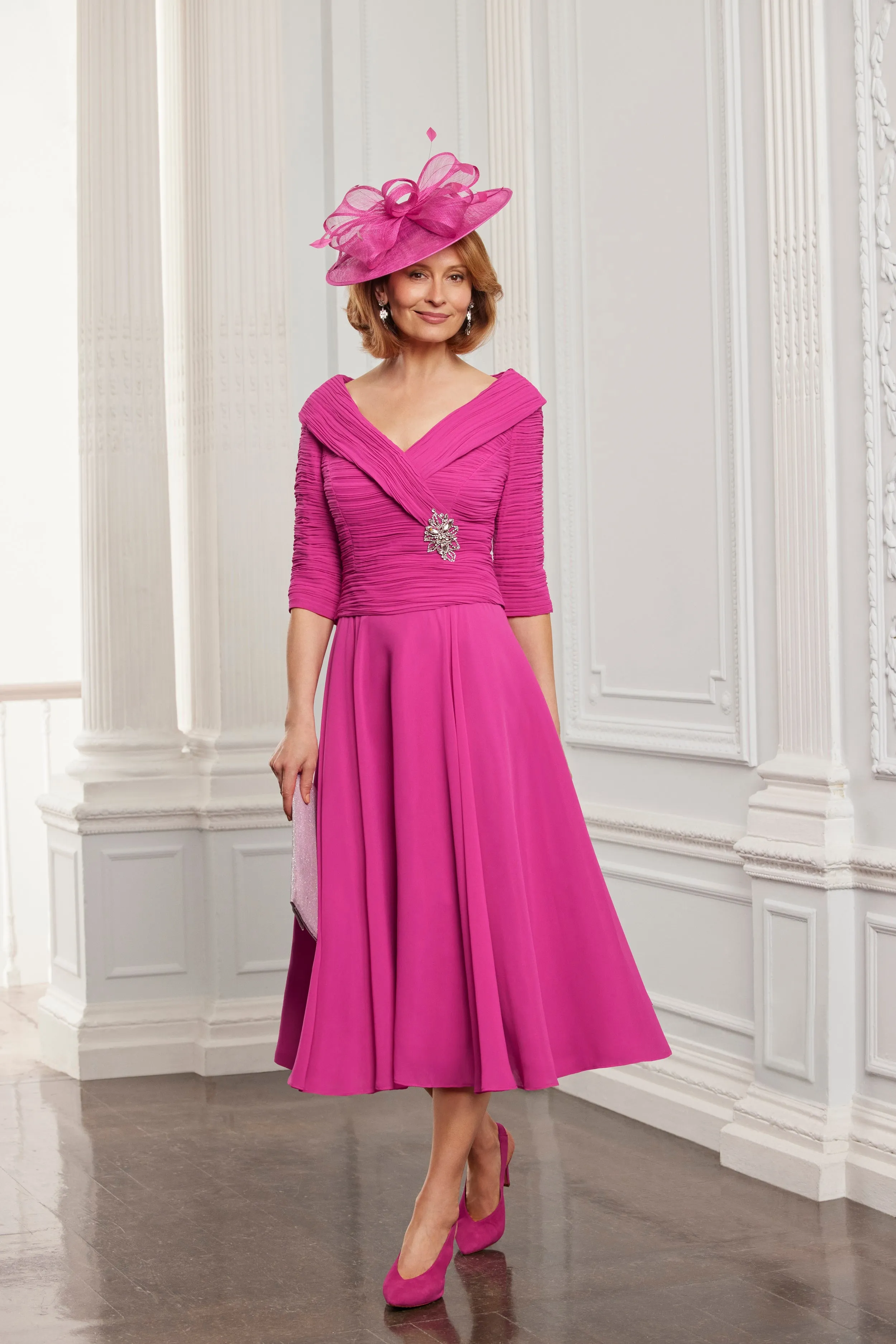 Chiffon Aline Dress With Ruch Pleated Bodice <span>71108<span>