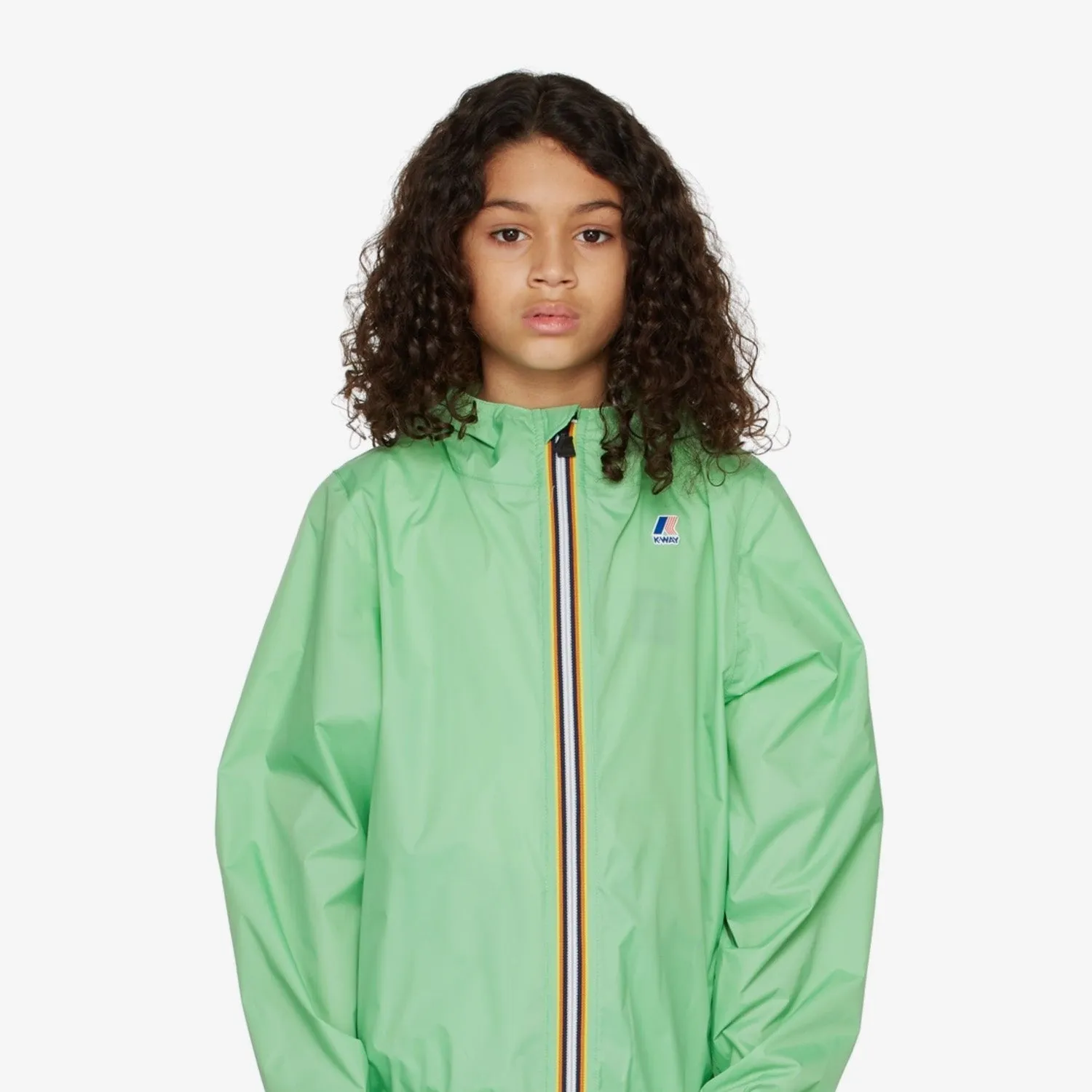 Claude - Kids Packable Full Zip Rain Jacket in Green Zeph